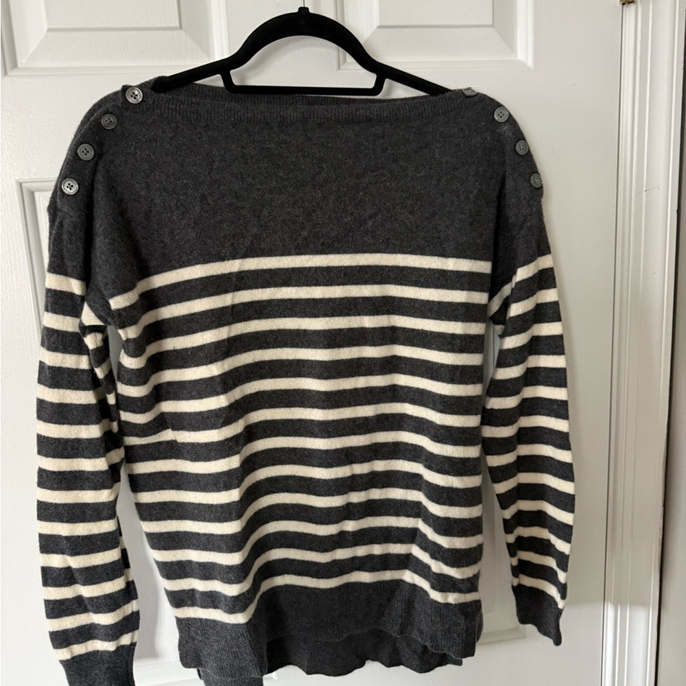 Ralph Lauren Charcoal and Cream Striped Sweater